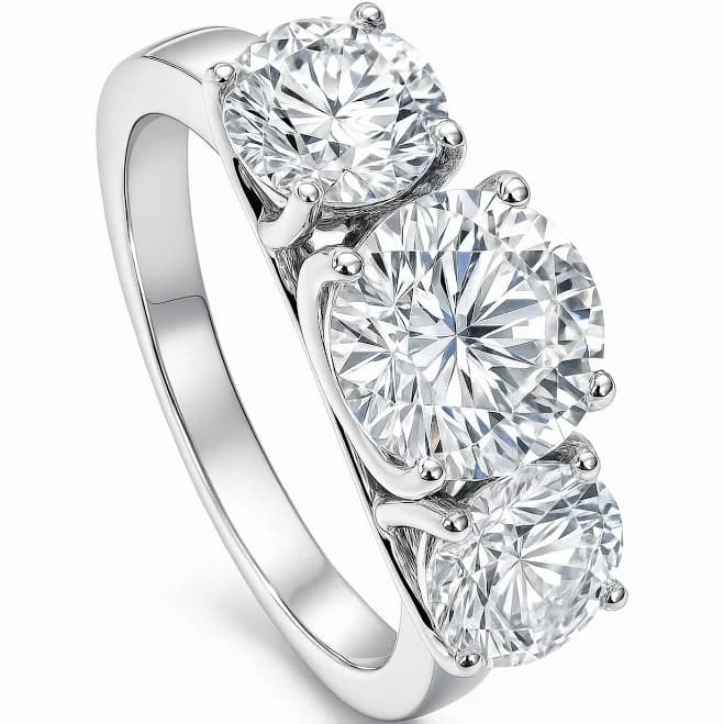 BERRICLE Sterling Silver 2Ct Cubic Zirconia 3-Stone Wedding Engagement Ring