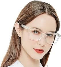 Amazon.com: AEZUNI Large Square Reading Glasses Women Clear Frame Readers 1.0 1.5 2.0 2.5 3.0 3.5 (Transparent, 300) : Health & Household