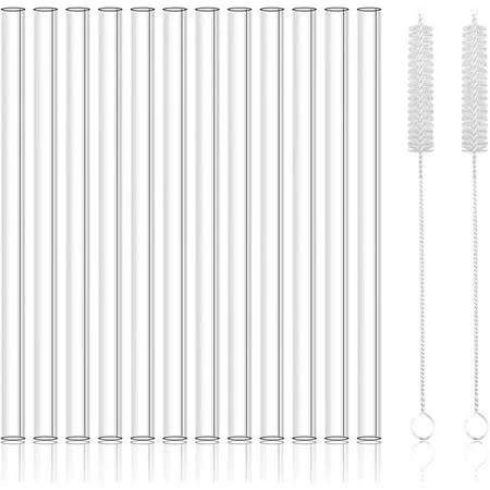 12 Pack Reusable Glass Straw