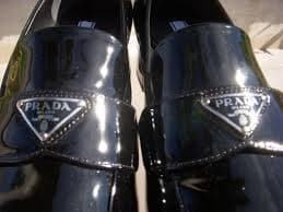 Prada VERNICE Block Heel Loafer Black Patent Leather w/Logo Italy, Wmn's Pick Sz | eBay