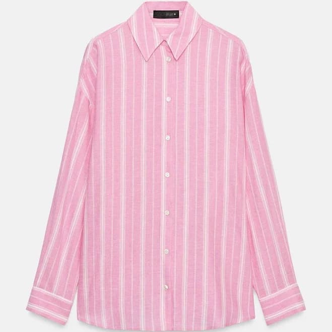 Zara Oversized Striped Linen Shirt