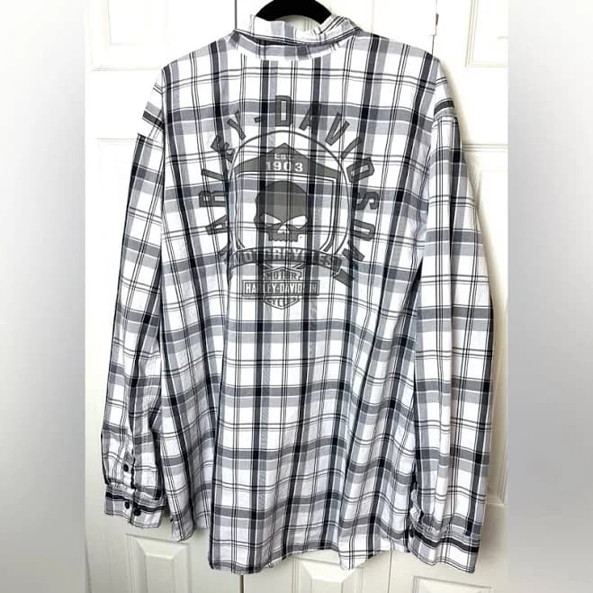 Harley-Davidson Skull Shield Plaid Button Down Shirt