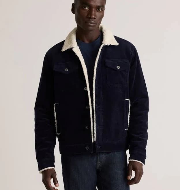 Quince Men's Organic Stretch Corduroy Sherpa-Lined Trucker Jacket