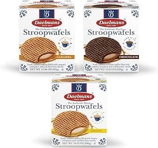 Daelmans Stroopwafel Variety Pack - Caramel, Chocolate, & Honey Waffle Cookies, Sweet Snack for Coffee & Tea, Authentic Soft Toasted Dutch Waffles, Certified Kosher Dairy - Pack of 3