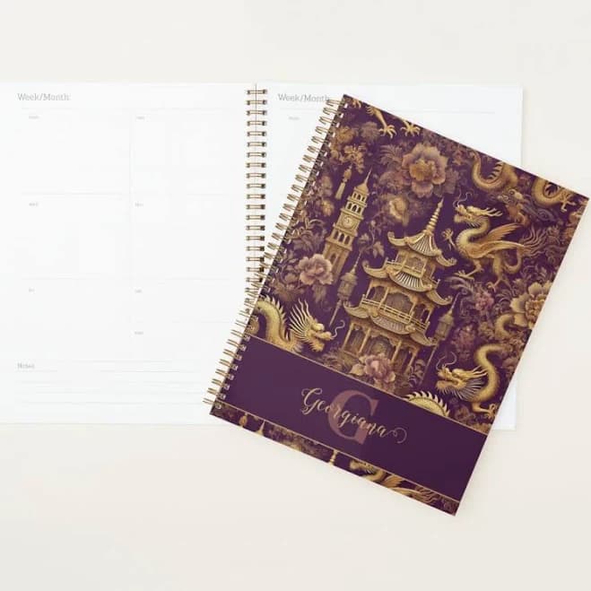 Personalized Purple & Gold Victorian Chinoiserie Planner