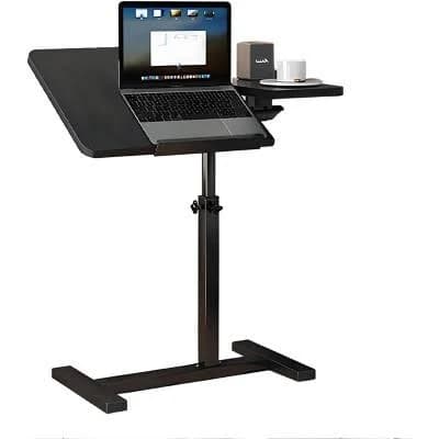 Overbed Bedside Table with Wheels Tiltable Hospital Bed Table Over The Bed Pneumatic Adjustable Rolling Laptop