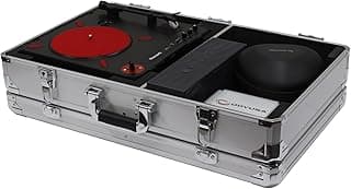 KPT01SCSIL KROM Numark PT01 Scratch Turntable case with side compartment, Silver