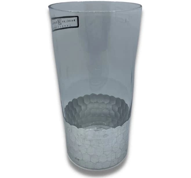 Tall Glass with Silver Hammered Bottom