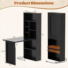 Aheaplus Foldable Compact Desk: Built in Outlets & Blackboard, Space Saving Workstation for Home Office/Craft Room Black DSD-B - Best Buy