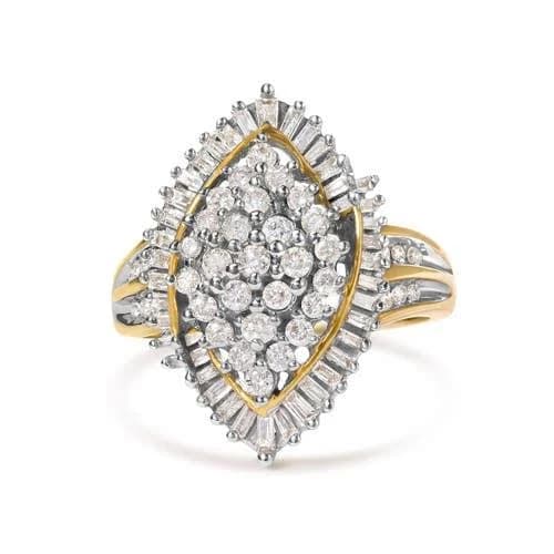 1.0 Cttw Diamond Cluster Ring in 10K Yellow Gold