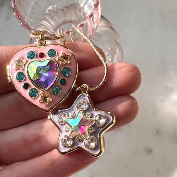 Heart or Purple Star Locket Necklace