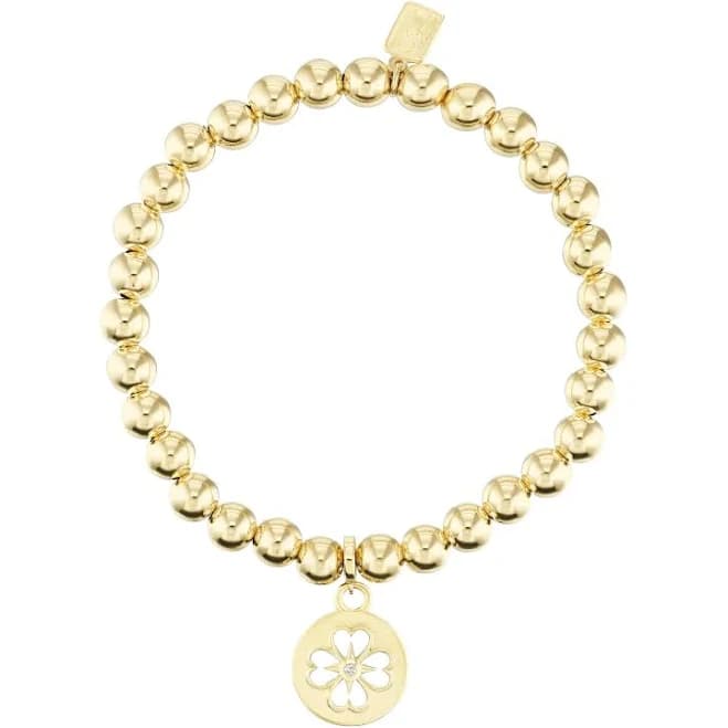 Sheryl Lowe 14K Bali Beaded Open Clover Charm