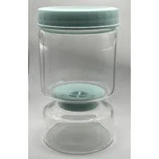 Pickle or Olive Hourglass Jar with Strainer Flip Pickle Juice Separator Aqua