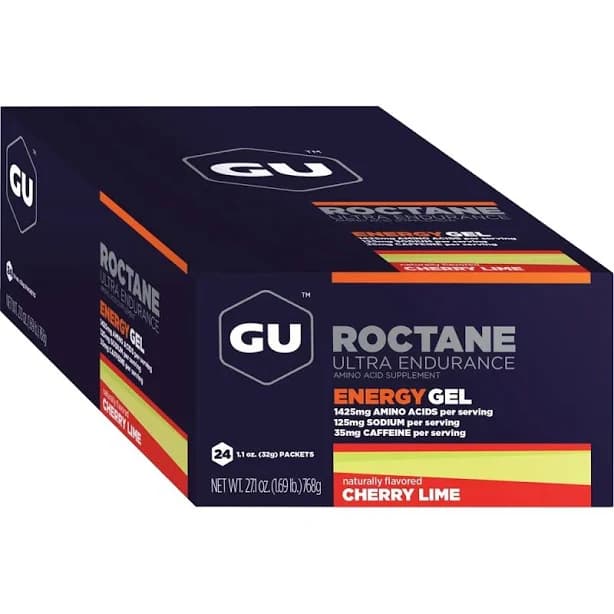 GU Roctane Energy Gel | Cherry Lime w/ Caffeine | 24 Pack Sports Basement