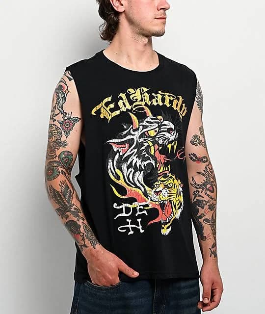 Ed Hardy Tiger Cutoff Tank Top