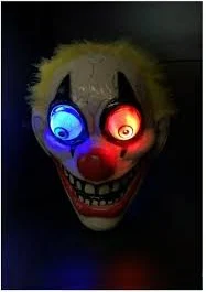 LIGHT UP SCARY CLOWN JOKER MASK Mens Fancy Dress Accessory Cosplay Red Prop UK