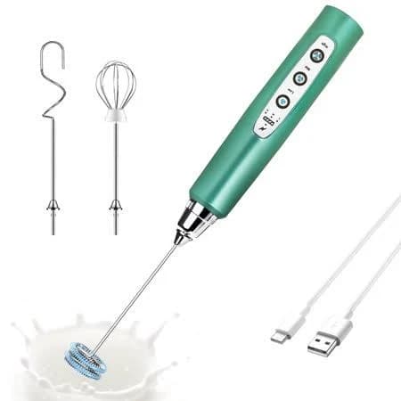 Green Handheld Milk Frother Wand
