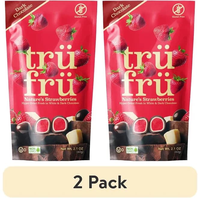 (2 pack) Tru Fru Grab & Go Hyper-Dried Real Strawberries in Dark Chocolate (2.1 oz)