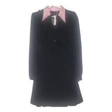 Miu Miu Black Silk Dress With Pink Collar Size 40 IT