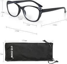 Amazon.com: EYE ZOOM 3 Pack Cat Eye Style Reading Glasses Plastic Fashion Design Readers with Spring Hinge for Women, Black, +1.00 Strength : Health & Household