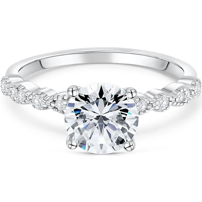 Modern Gents Women's Round Cut Sterling Silver Sofia Engagement Ring