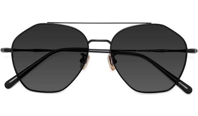 Black Titanium Geometric Aviator Tinted Sunglasses Sunwear Lenses