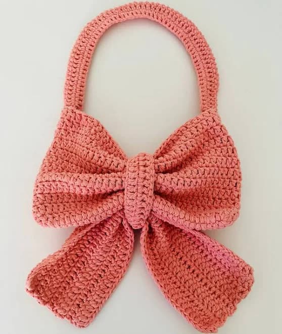 Handmade Crochet Bow Chunky Tote Bag
