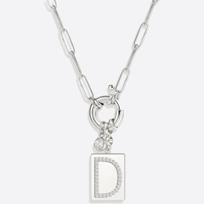 Mint & Lily Pave Initial Pendant Necklace with Paperclip Chain