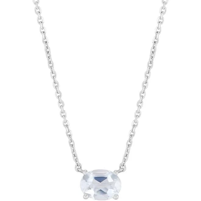 Brilliance Fine Jewelry Women's Sterling Silver Oval White Topaz Necklace