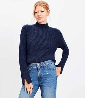 Women's Loft Ribbed Mock Neck Sweater