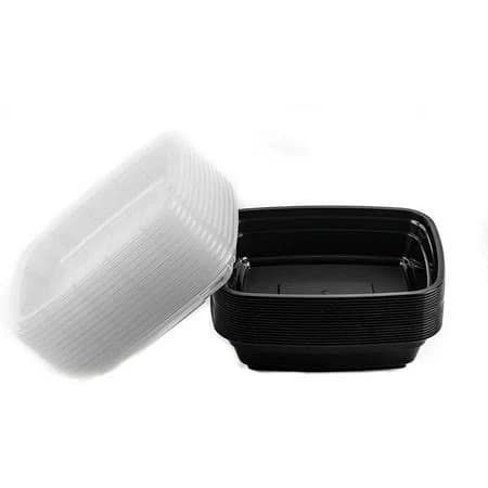 Ecoquality Meal Prep Containers Black Rectangle Containers with Lids