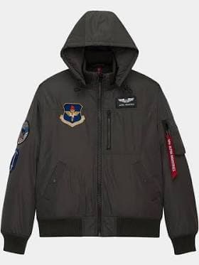 Alpha Industries Patched Hooded Rib Flight Jacket