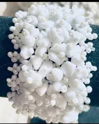 WIDE NATURAL WHITE ROCK BEAD ELASTICIZED BRACELET. FITS SIZES S -M