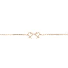 Paloma Picasso .01ct Diamond Double Loving Heart 6.5" Bracelet 18k Rose Gold