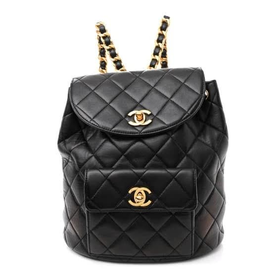 CHANEL Lambskin Quilted Drawstring Backpack