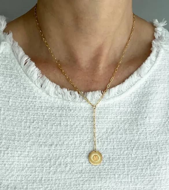 Initial Medallion Lariat Necklace