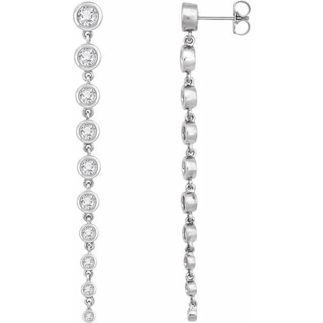 14K Yellow Gold Round Lab-Grown Diamond Bezel Dangle Earrings