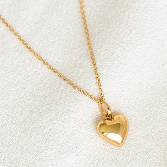 Linjer Puffy Heart Gold Vermeil Necklace