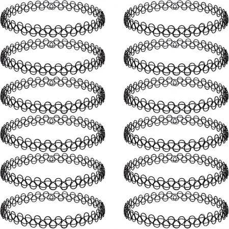 Designice 12pc Vintage 90s Tattoo Choker Necklace Set