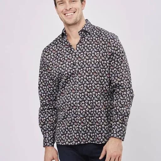 Luchiano Visconti Men's Multicolor Skull Print Shirt