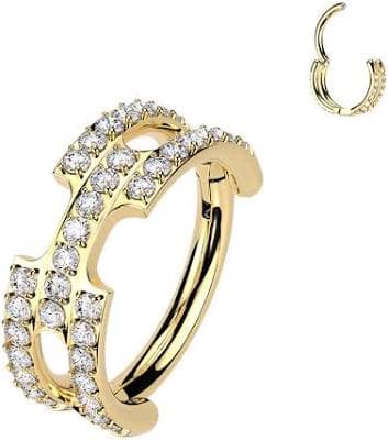 Body Candy 16g Double Thick Hinged Titanium Septum Nose Ring with Clear CZ