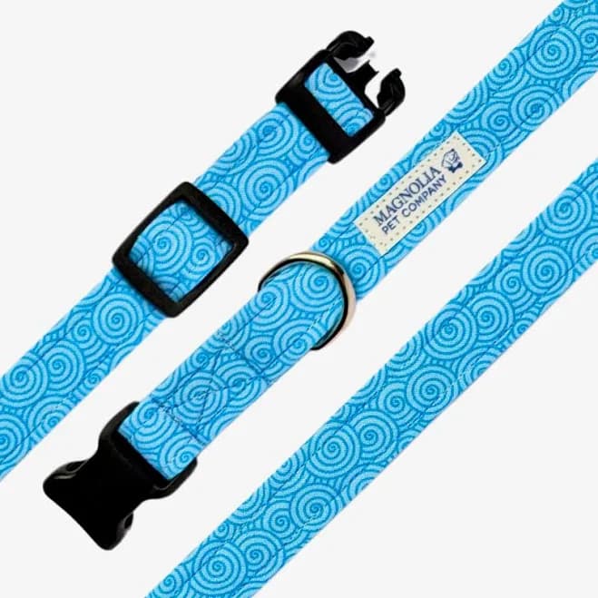 Sky Blue Spiral Dog Collar Medium