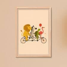Animals on a Bike, Colourful Kids Wall Art, Nursery Decor, Fun Wall Prints, Kids Bedroom Decor, Vintage Wall Art, Boys, Girls, Toddlers - Etsy