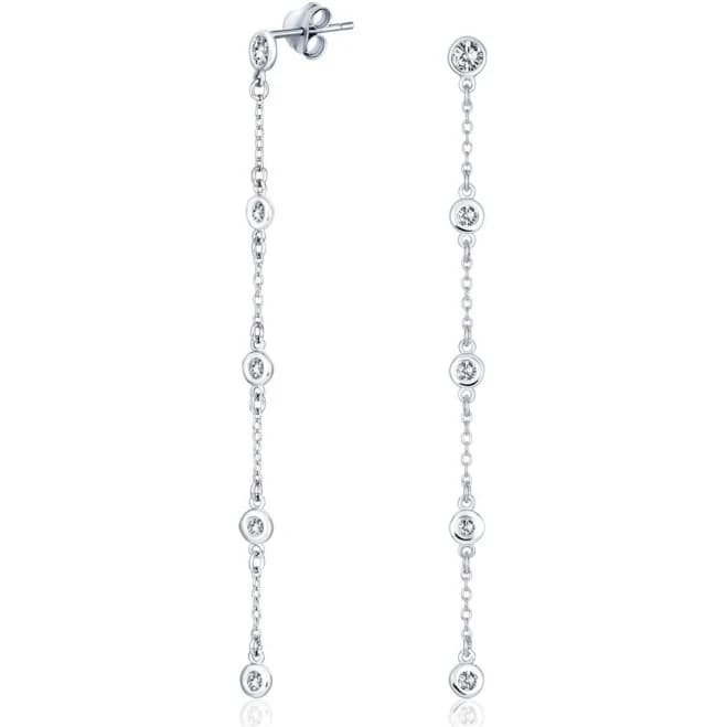 Bling Jewelry .925 Silver CZ by The Inch Long Dangle Earrings