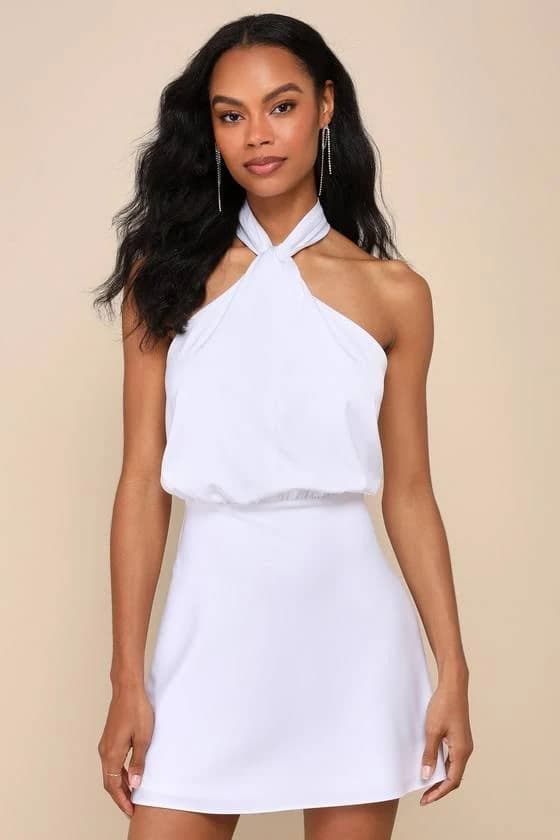 Lulus Satin Halter Sleeveless Mini Dress