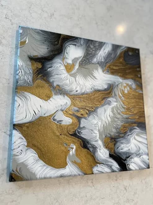 Original acrylic pour painting, Abstract fluid art, wall art on 12 x 12 canvas