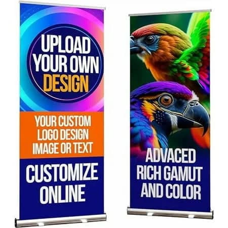 Custom Retractable Banner Stand Signs Roll Up Personalized Display Travel Case for Business and Trade Shows Advertising