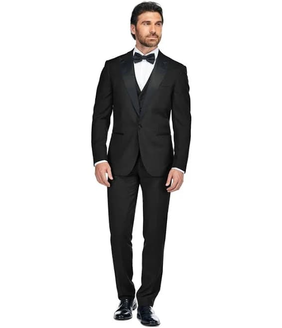 Gino Vitale Men's 3-Piece Slim Fit Tuxedo with Peak Lapel
