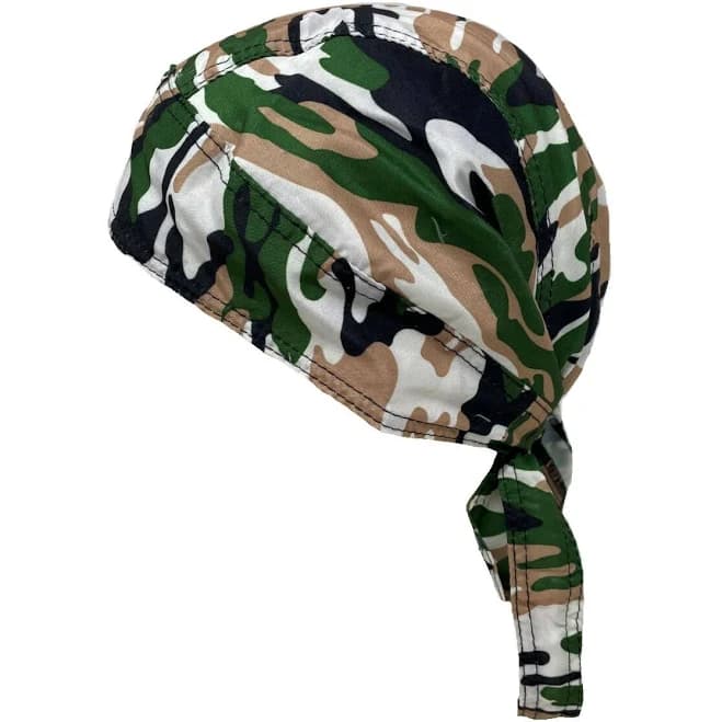 Black Green Tan Camouflage Camo Doo Rag Durag Headwrap Biker Bandanna
