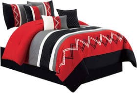 Chezmoi Collection 7-Piece Modern Stripe Zigzag Embroidery Comforter Set